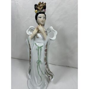 Vintage Chinese Porcelain Figurine Girl Geisha Lady Flowers Republic Oriental 12